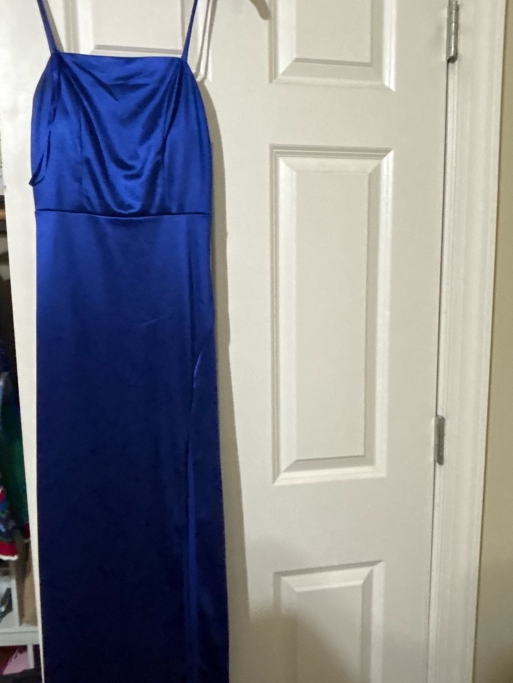 Satin Royal Blue Slip Dress with Spaghetti Straps